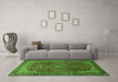 Machine Washable Medallion Green Traditional Area Rugs in a Living Room,, wshtr2160grn