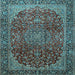 Square Medallion Light Blue Traditional Rug, tr2160lblu