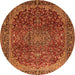 Machine Washable Medallion Orange Traditional Area Rugs, wshtr2160org