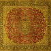 Square Medallion Yellow Traditional Rug, tr2160yw