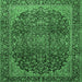 Square Machine Washable Medallion Emerald Green Traditional Area Rugs, wshtr2160emgrn