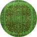 Machine Washable Medallion Green Traditional Area Rugs, wshtr2160grn