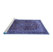 Sideview of Machine Washable Medallion Blue Traditional Rug, wshtr2160blu