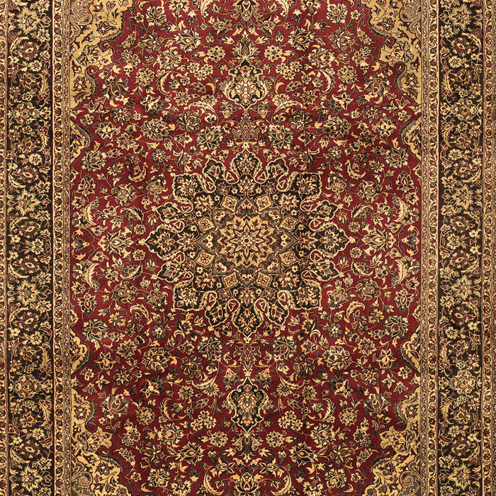 Machine Washable Medallion Brown Traditional Rug, wshtr2160brn