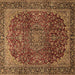 Square Medallion Brown Traditional Rug, tr2160brn