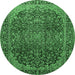 Round Medallion Emerald Green Traditional Rug, tr2160emgrn