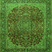 Round Machine Washable Medallion Green Traditional Area Rugs, wshtr2160grn