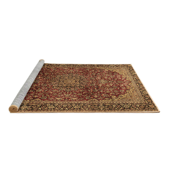 Sideview of Machine Washable Medallion Brown Traditional Rug, wshtr2160brn