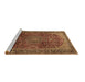 Sideview of Machine Washable Medallion Brown Traditional Rug, wshtr2160brn