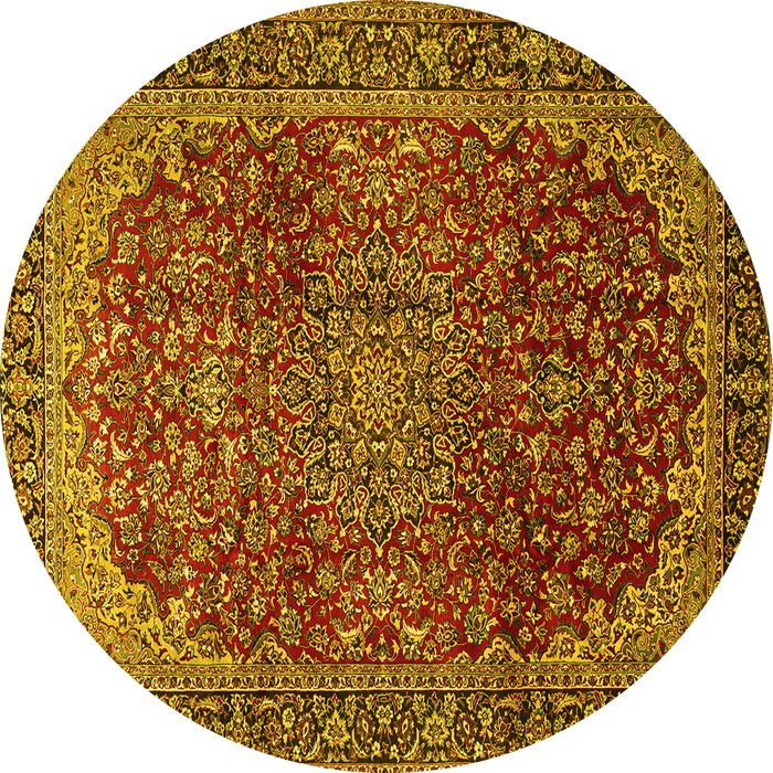 Round Medallion Yellow Traditional Rug, tr2160yw