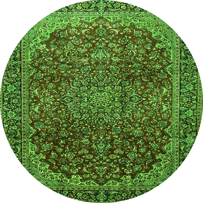 Square Medallion Green Traditional Rug, tr2160grn