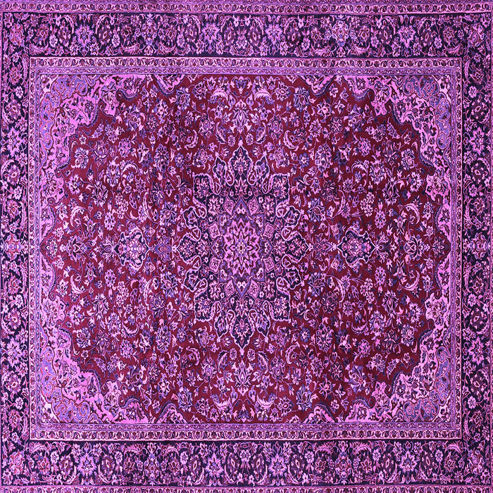 Square Machine Washable Medallion Purple Traditional Area Rugs, wshtr2160pur