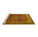 Sideview of Machine Washable Medallion Yellow Traditional Rug, wshtr2160yw