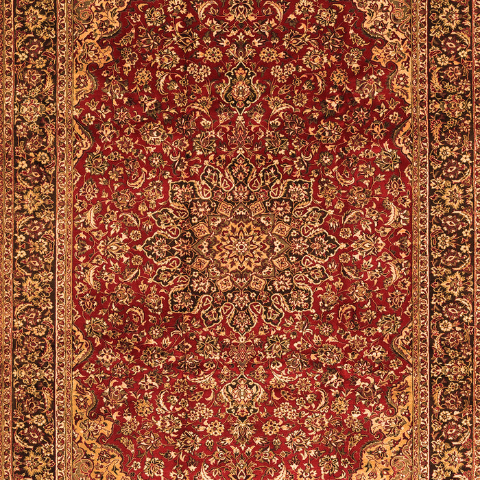 Serging Thickness of Machine Washable Medallion Orange Traditional Area Rugs, wshtr2160org
