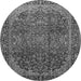 Machine Washable Medallion Gray Traditional Rug, wshtr2160gry