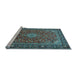 Sideview of Machine Washable Medallion Light Blue Traditional Rug, wshtr2161lblu