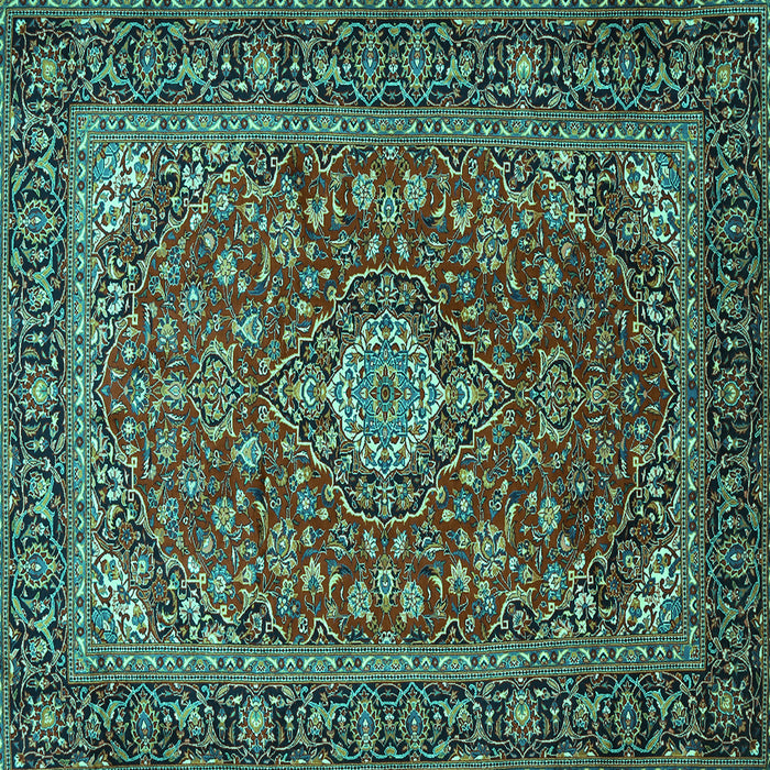 Square Medallion Turquoise Traditional Rug, tr2161turq