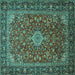 Square Medallion Turquoise Traditional Rug, tr2161turq