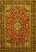 Machine Washable Medallion Yellow Traditional Rug, wshtr2161yw