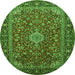 Machine Washable Medallion Green Traditional Area Rugs, wshtr2161grn