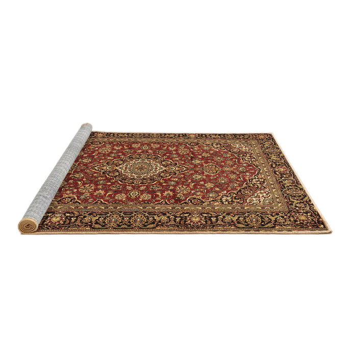 Sideview of Machine Washable Medallion Brown Traditional Rug, wshtr2161brn