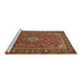 Sideview of Machine Washable Medallion Brown Traditional Rug, wshtr2161brn