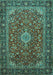 Medallion Turquoise Traditional Rug, tr2161turq