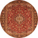 Square Medallion Orange Traditional Rug, tr2161org