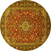 Round Medallion Yellow Traditional Rug, tr2161yw