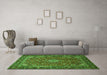 Machine Washable Medallion Green Traditional Area Rugs in a Living Room,, wshtr2161grn