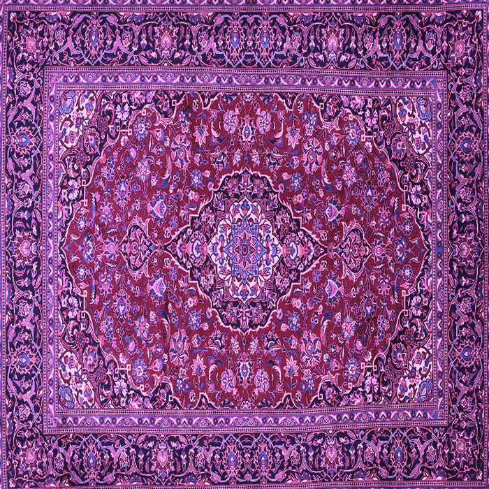 Square Machine Washable Medallion Purple Traditional Area Rugs, wshtr2161pur