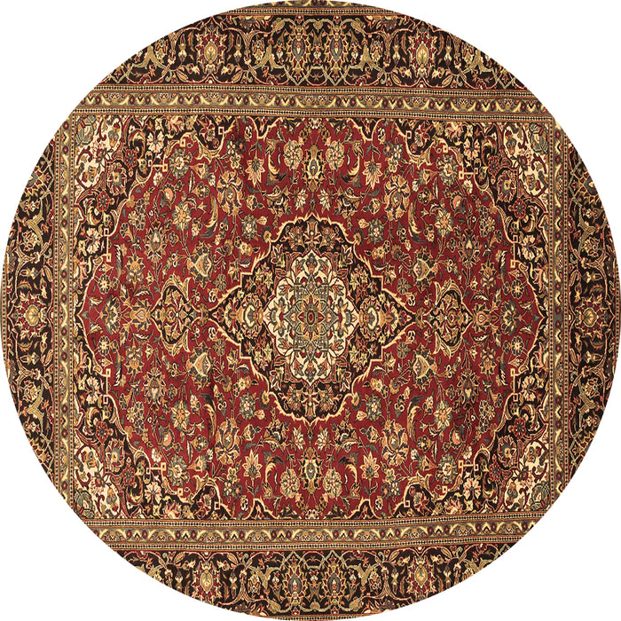 Round Medallion Brown Traditional Rug, tr2161brn