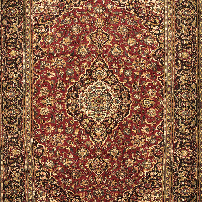 Machine Washable Medallion Brown Traditional Rug, wshtr2161brn