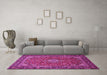 Machine Washable Medallion Pink Traditional Rug in a Living Room, wshtr2161pnk