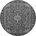 Machine Washable Medallion Gray Traditional Rug, wshtr2161gry