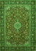 Serging Thickness of Machine Washable Medallion Green Traditional Area Rugs, wshtr2161grn