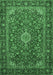 Machine Washable Medallion Emerald Green Traditional Area Rugs, wshtr2161emgrn