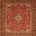 Serging Thickness of Medallion Orange Traditional Rug, tr2161org