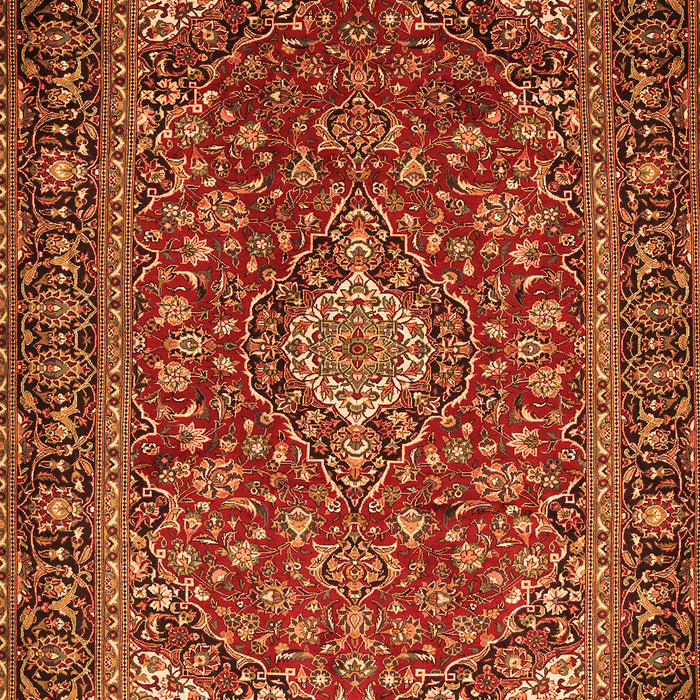 Serging Thickness of Machine Washable Medallion Orange Traditional Area Rugs, wshtr2161org