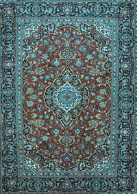 Medallion Light Blue Traditional Rug, tr2161lblu