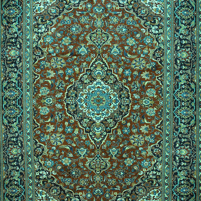 Machine Washable Medallion Turquoise Traditional Area Rugs, wshtr2161turq