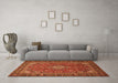 Machine Washable Medallion Orange Traditional Area Rugs in a Living Room, wshtr2161org