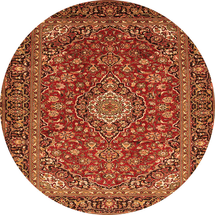 Machine Washable Medallion Orange Traditional Area Rugs, wshtr2161org