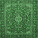 Square Medallion Emerald Green Traditional Rug, tr2161emgrn