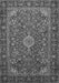 Serging Thickness of Machine Washable Medallion Gray Traditional Rug, wshtr2161gry