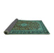 Sideview of Medallion Turquoise Traditional Rug, tr2161turq