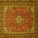 Square Medallion Yellow Traditional Rug, tr2161yw