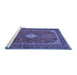 Sideview of Machine Washable Medallion Blue Traditional Rug, wshtr2162blu