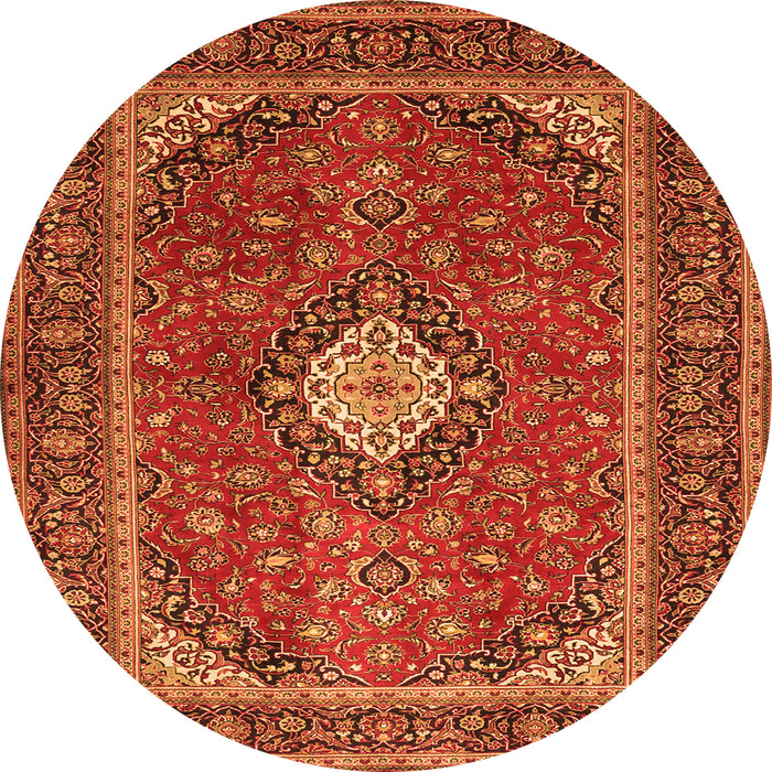 Machine Washable Medallion Orange Traditional Area Rugs, wshtr2162org