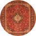 Machine Washable Medallion Orange Traditional Area Rugs, wshtr2162org